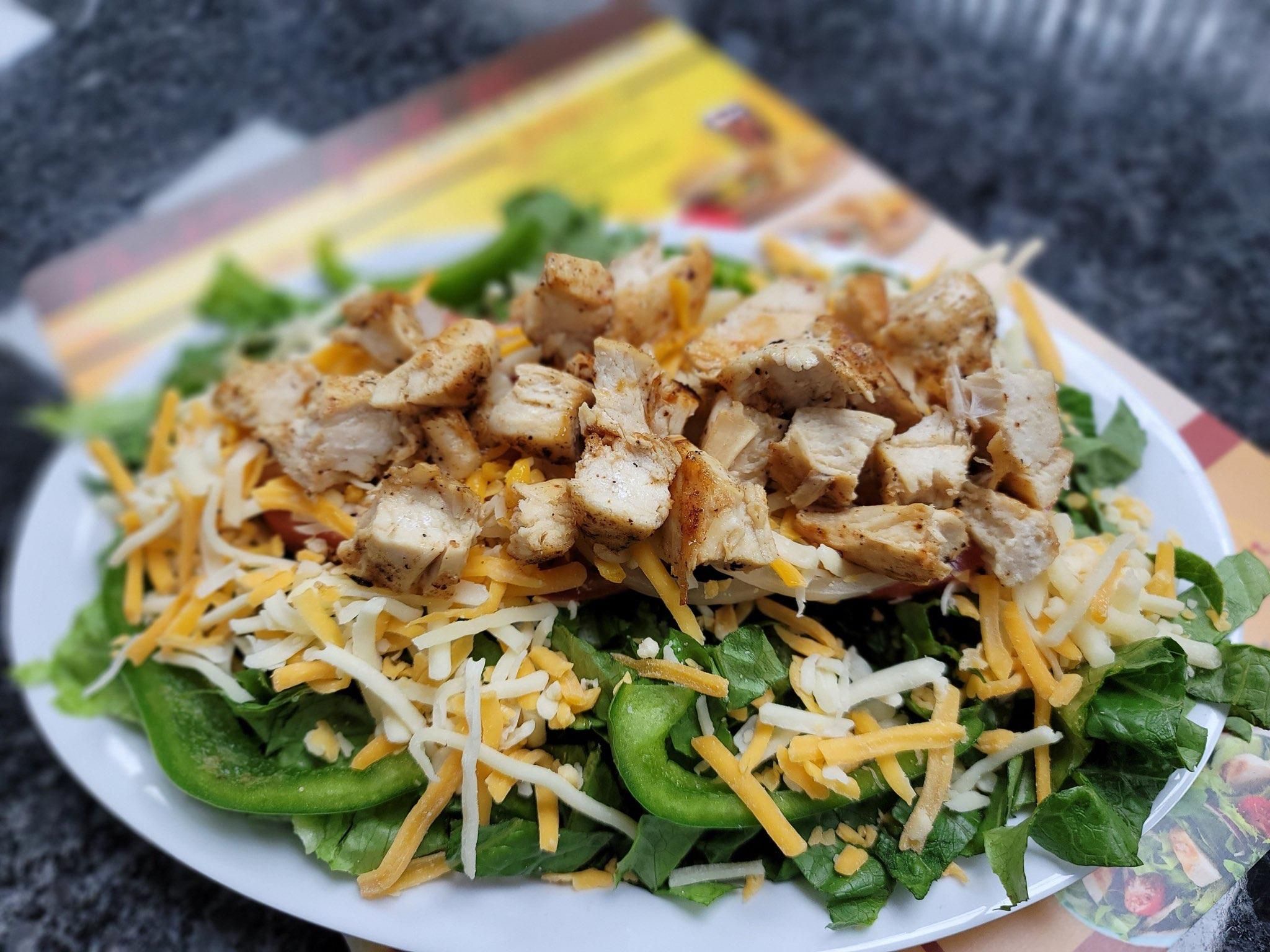 Grilled Chicken Salad with Shredded Cheese